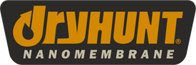 Ein Logo mit dem Text „DryHunt Nanomembrane“ in fetten, stilisierten orangefarbenen Buchstaben auf dunklem Hintergrund.