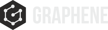 Das Logo zeigt links eine schwarze sechseckige Form mit einer stilisierten weißen Molekülstruktur darin, neben dem Text „GRAPHENE“ in hellgrauen Großbuchstaben.