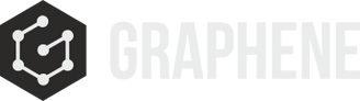 Das Logo zeigt links eine schwarze sechseckige Form mit einer stilisierten weißen Molekülstruktur darin, neben dem Text „GRAPHENE“ in hellgrauen Großbuchstaben.
